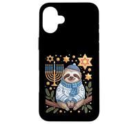 Funny Hanukkah Jewish Sloth Menorah Star Dreidel Coque pour iPhone 16 Plus