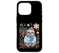 Funny Hanukkah Jewish Sloth Menorah Star Dreidel Coque pour iPhone 16 Pro
