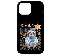 Funny Hanukkah Jewish Sloth Menorah Star Dreidel Coque pour iPhone 16 Pro Max
