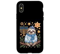 Funny Hanukkah Jewish Sloth Menorah Star Dreidel Coque pour iPhone X/XS
