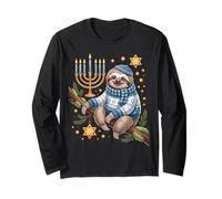 Funny Hanukkah Jewish Sloth Menorah Star Dreidel Manche Longue