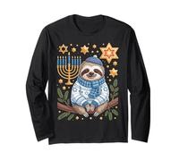 Funny Hanukkah Jewish Sloth Menorah Star Dreidel Manche Longue