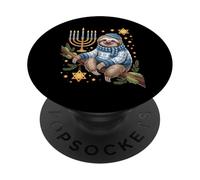 Funny Hanukkah Jewish Sloth Menorah Star Dreidel PopSockets PopGrip Adhésif