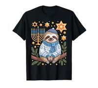 Funny Hanukkah Jewish Sloth Menorah Star Dreidel T-Shirt