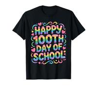 Funny Happy 100th Day of School Cute Colorful Design Kids T-Shirt
