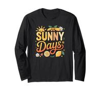 Funny Happy Sunny Summer Days Spring Groovy Women Floral Manche Longue