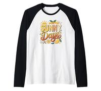 Funny Happy Sunny Summer Days Spring Groovy Women Floral Manche Raglan