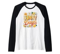 Funny Happy Sunny Summer Days Spring Groovy Women Floral Manche Raglan
