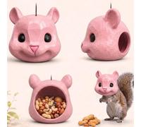 Funny Head Squirrel Feeder (Pink) | Novelty Animal Food Holder with Playful Expression for Outdoor Garden, Patio, Yard Decoration