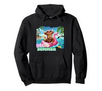 Funny Hello Summer Highland Cow Flamingo Natation Jeunes Garçons Sweat à Capuche
