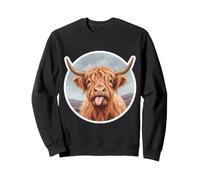 Funny Highland Vache Langue Out Art Réaliste Graphic Farmer Sweatshirt