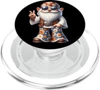 Funny Hippie Santa in Groovy Dress Funny Peace Sign GNOME PopSockets PopGrip pour MagSafe