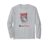 Funny Hipster Red Glasses Llama Mama Llama Mom Lover Manche Longue