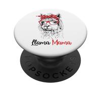 Funny Hipster Red Glasses Llama Mama Llama Mom Lover PopSockets PopGrip Adhésif