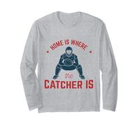 Funny Home est l'endroit où Le Receveur est Un Amateur de Baseball pour Adultes et Enfants Manche Longue