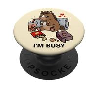 Funny Horse Im Busy Boba Tea Snacks Zoo Garçons Filles Enfants PopSockets PopGrip Adhésif