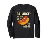 Funny Hotdog Balance Citation National Saucisse Humour 4 juillet Manche Longue