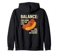 Funny Hotdog Balance Citation National Saucisse Humour 4 juillet Sweat à Capuche