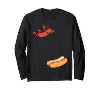 Funny Hotdog Jumping Into Bun BBQ Sausage Hot Dogs Foodie Manche Longue
