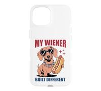 Funny Hotdog Teckel My Wiener Built Different Hot Dog Coque pour iPhone 15