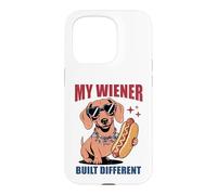 Funny Hotdog Teckel My Wiener Built Different Hot Dog Coque pour iPhone 15 Pro