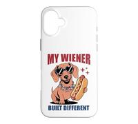 Funny Hotdog Teckel My Wiener Built Different Hot Dog Coque pour iPhone 16 Plus