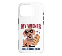 Funny Hotdog Teckel My Wiener Built Different Hot Dog Coque pour iPhone 16 Pro
