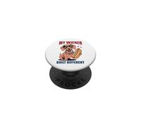 Funny Hotdog Teckel My Wiener Built Different Hot Dog PopSockets PopGrip Adhésif