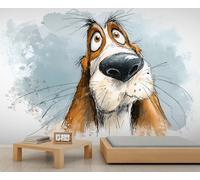 Funny Hounds Murals for Kids Teen Boys Girls Room Cartoon Wallpaper Watercolor Cute Pet Theme Wallpaper for Walls Kids Bedroom Living Room Boys Room Mural Poster 200 x 140 cm