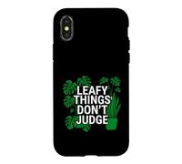 Funny Houseplant Lover Leafy Things Don't Judge Coque pour iPhone X/XS
