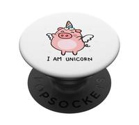 Funny I am a Unicorn Pigs Can Fly Unicorn Girls Women Men PopSockets PopGrip Adhésif