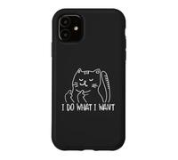 Funny I do What I Want Cat Flipping The Bird Offensive Coque pour iPhone 11