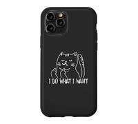 Funny I do What I Want Cat Flipping The Bird Offensive Coque pour iPhone 11 Pro