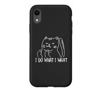 Funny I do What I Want Cat Flipping The Bird Offensive Coque pour iPhone XR