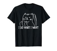 Funny I do What I Want Cat Flipping The Bird Offensive T-Shirt