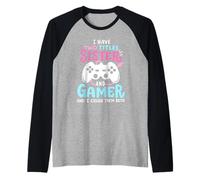 Funny I Have Two Titles Sister and Gamer Video Games Girls Manche Raglan