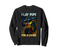 Funny I Lay Pipe for A Living Plumber Wolf Ironic Sigma Meme Sweatshirt