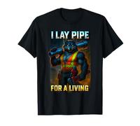 Funny I Lay Pipe for A Living Plumber Wolf Ironic Sigma Meme T-Shirt