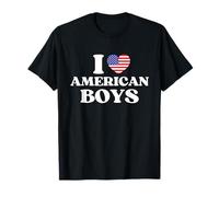 Funny I Love American Boys I Red Heart USA Boys America T-Shirt