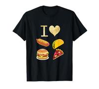 Funny I Love Burger Hot-Dog Tacos Pizza rois de fast food T-Shirt