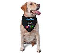 Funny I Love Someone with Autism 2 Dog Bandanas Pet Scarf Triangle Bib Boy Girl Foulard réglable Accessoires pour Petit Moyen Grand Chiot