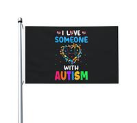 Funny I Love Someone With Autism 2 Flag 3x5 Ft Double Side Outdoor Farmhouse Yard Sign Garden Drapeau décoratif avec œillets en laiton