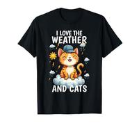 Funny I Love The Weather and Cats Chat Weatherman Garçon Fille T-Shirt