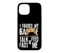 Funny I Paused My Game Talk Fast Or Feed Me Gamer Gaming Coque pour iPhone 15