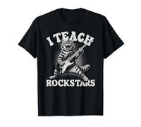 Funny I Teach Rock Stars Cat Teacher Music Team Band T-Shirt