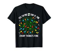 Funny I'm Fine Everything is Fine Tangled Christmas Lights T-Shirt