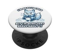 Funny I'm Really Cold But Very Brave About It Arctic Fox PopSockets PopGrip Adhésif