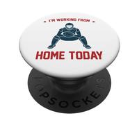 Funny I'm Working from Home Today Baseball Lover Hommes Femmes PopSockets PopGrip Adhésif