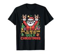 Funny Inflation This is My Ugly Christmas Rock n Roll Santa T-Shirt