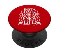 Funny Insta Hack, Enjoy Life, Réseaux Sociaux, Digital Detox PopSockets PopGrip Adhésif